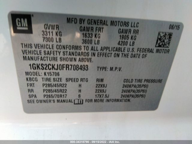 1GKS2CKJ0FR708493 GMC YUKON DENALI