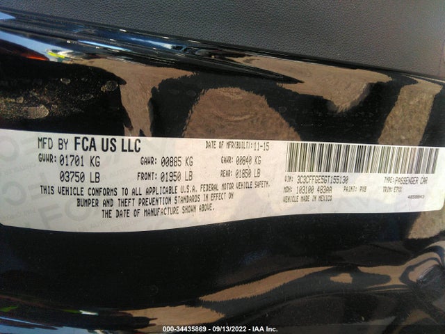 2016 Fiat 500e, VIN: 3C3CFFGE5GT155130