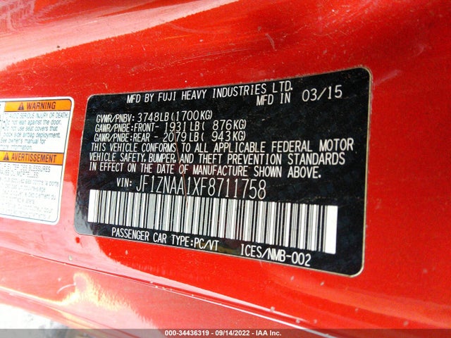 2015 Scion FR-S, VIN: JF1ZNAA1XF8711758