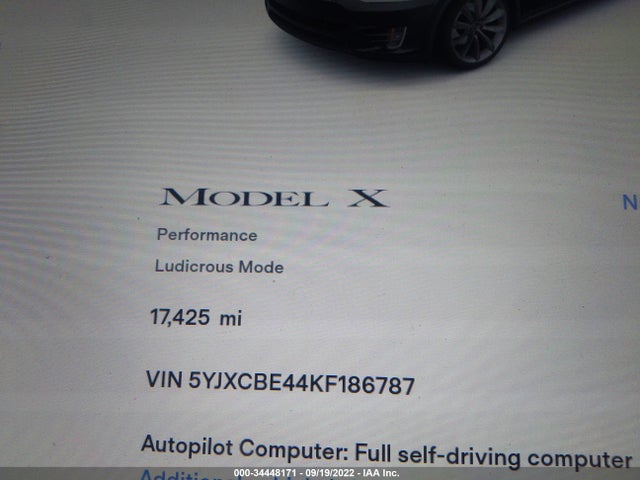 2019 Tesla Model X, VIN: 5YJXCBE44KF186787
