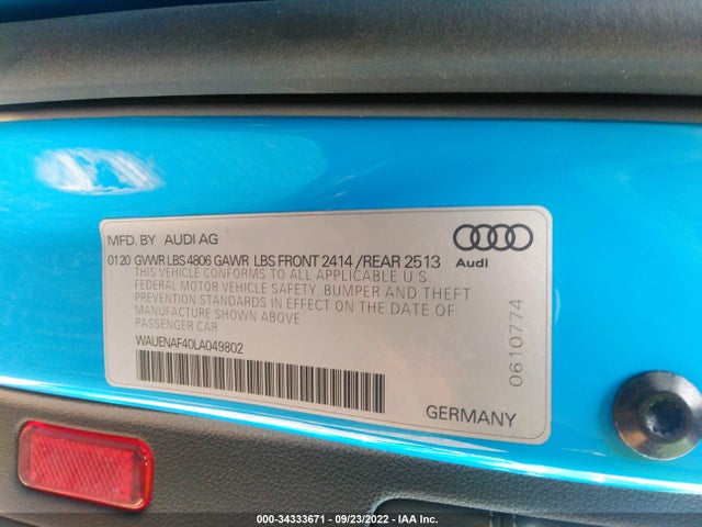 2020 Audi A4, VIN: WAUENAF40LA049802