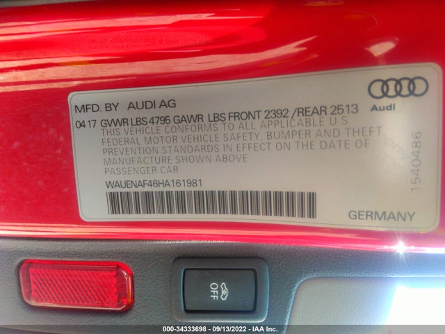 WAUENAF46HA161981 Audi A4 Premium Plus