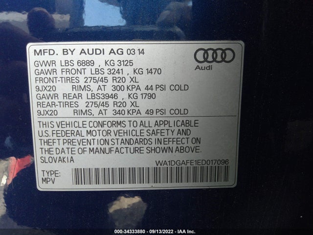 WA1DGAFE1ED017096 Audi Q7 3.0t S Line Prestige