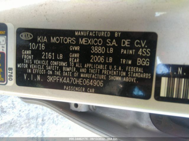 3KPFK4A70HE064906 KIA FORTE LX