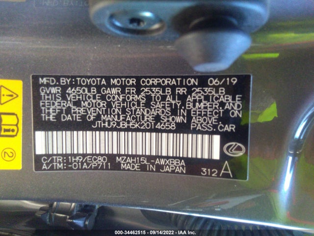 2019 Lexus UX, VIN: JTHU9JBH5K2014658