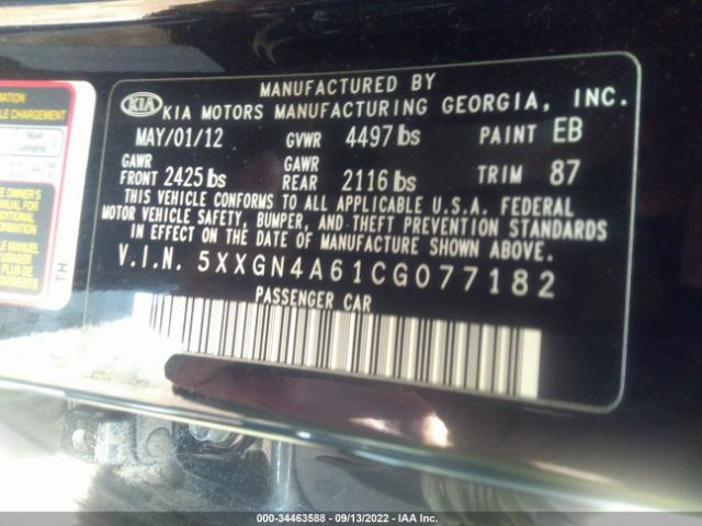 5XXGN4A61CG077182 KIA OPTIMA EX