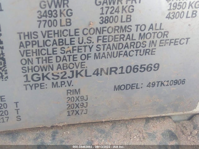2022 GMC Yukon XL, VIN: 1GKS2JKL4NR106569