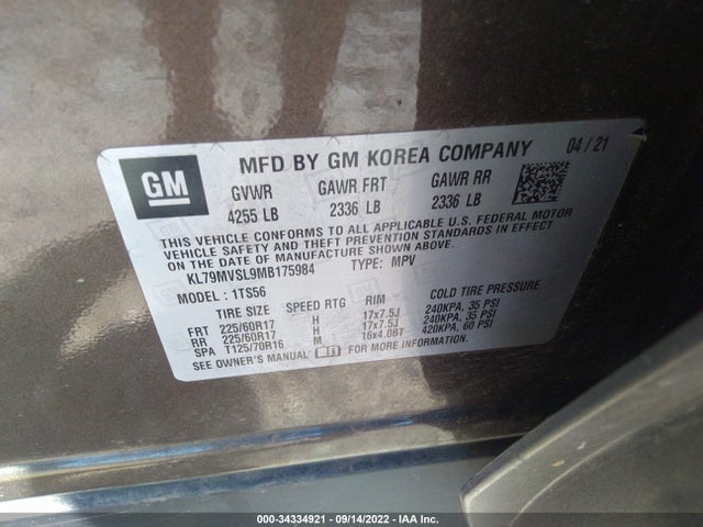 Chevrolet Trailblazer Activ 2021 KL79MVSL9MB175984 Image 9
