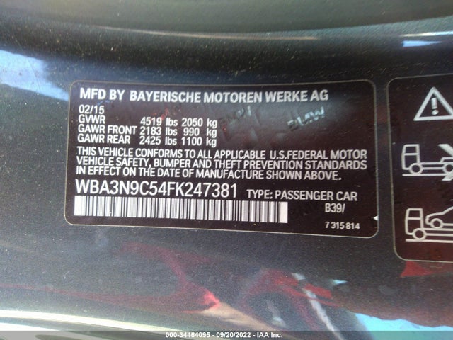 2015 BMW 4 Series, VIN: WBA3N9C54FK247381