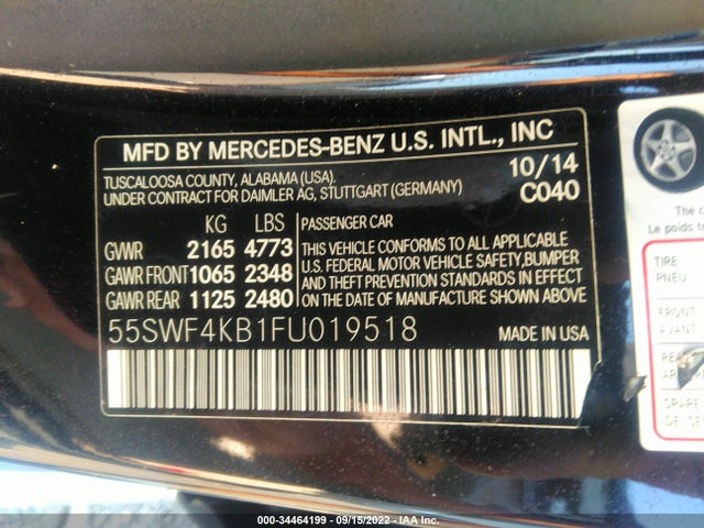 55SWF4KB1FU019518 Mercedes-Benz C-class C 300