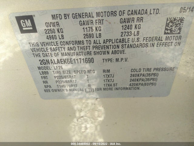 Chevrolet EQUINOX LS 2014 2GNALAEK6E1171690 Image 9