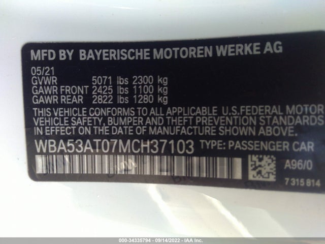 2021 BMW 4 Series, VIN: WBA53AT07MCH37103