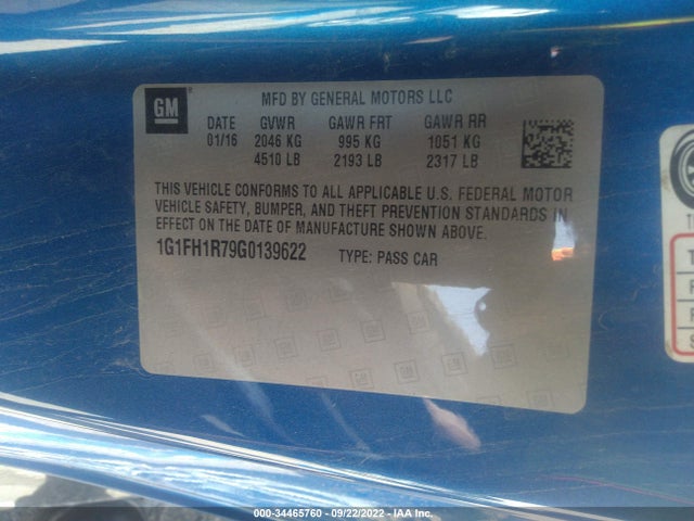 2016 Chevrolet Camaro, VIN: 1G1FH1R79G0139622