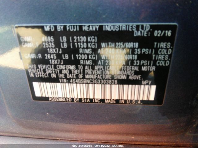 4S4BSBNC3G3303828 Subaru Outback 2.5i Limited