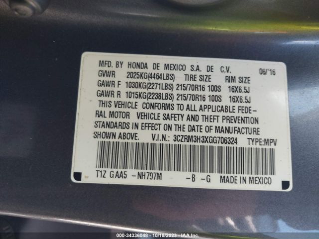 3CZRM3H3XGG706324 Honda CR-V LX