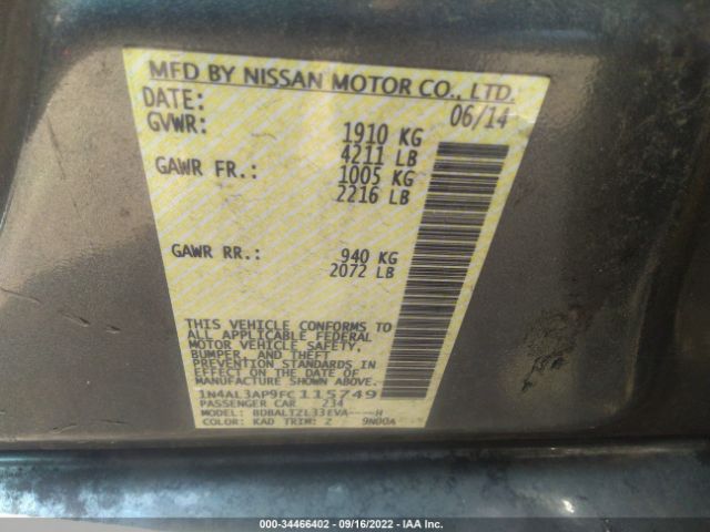 1N4AL3AP9FC115749 Nissan Altima 2.5 Sl