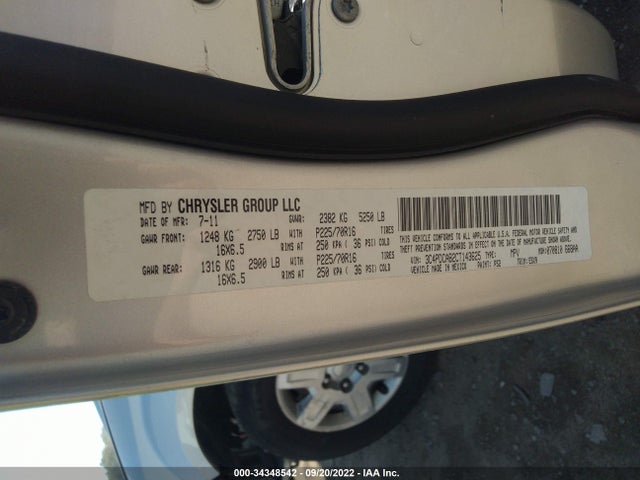 2012 DODGE JOURNEY SE VIN: 3C4PDCAB2CT143625