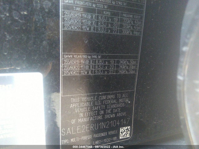 2022 Land Rover Defender, VIN: SALE2ERU1N2104147