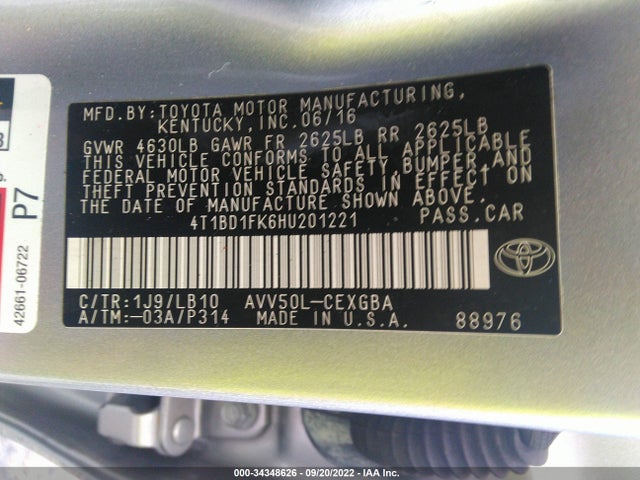2017 Toyota Camry, VIN: 4T1BD1FK6HU201221