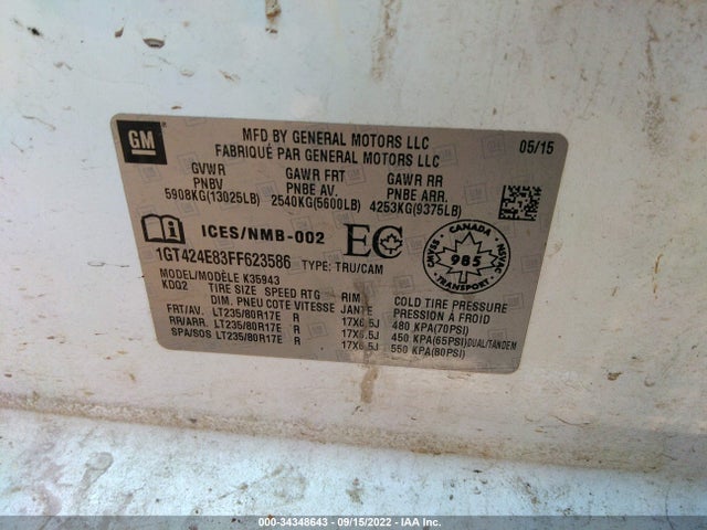 2015 GMC Sierra 3500HD, VIN: 1GT424E83FF623586