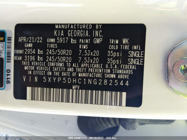 5XYP5DHC1NG282544 KIA Telluride Sx