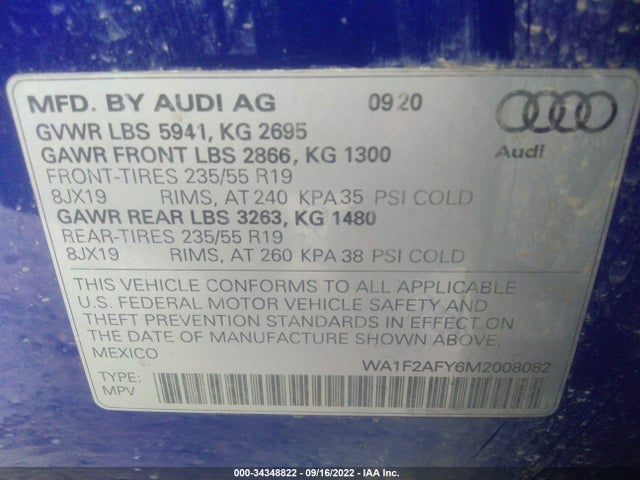 2021 Audi Q5, VIN: WA1F2AFY6M2008082