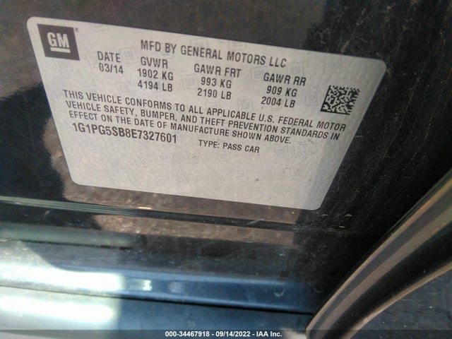 Chevrolet CRUZE LTZ 2014 1G1PG5SB8E7327601 Image 9