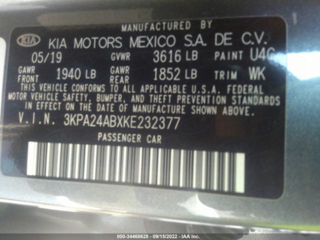 KIA RIO S 2019 3KPA24ABXKE232377 Image 9