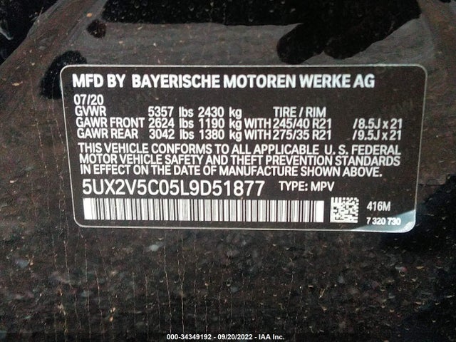 2020 BMW X4, VIN: 5UX2V5C05L9D51877