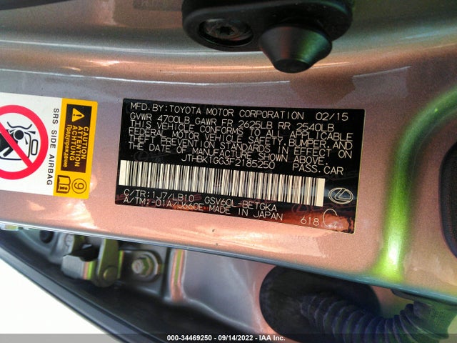 JTHBK1GG3F2185250 Lexus 2gr-fe