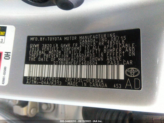 Toyota Corolla S 2015 2T1BURHE6FC460604 Image 10