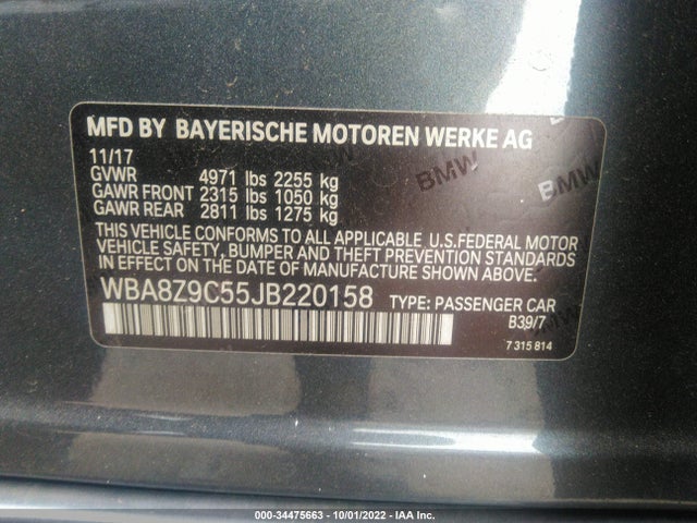 2018 BMW 3 Series, VIN: WBA8Z9C55JB220158