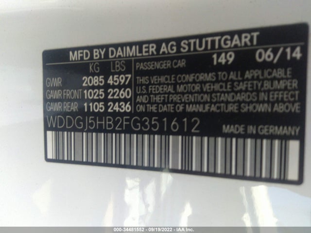 2015 Mercedes-Benz C-Class, VIN: WDDGJ5HB2FG351612