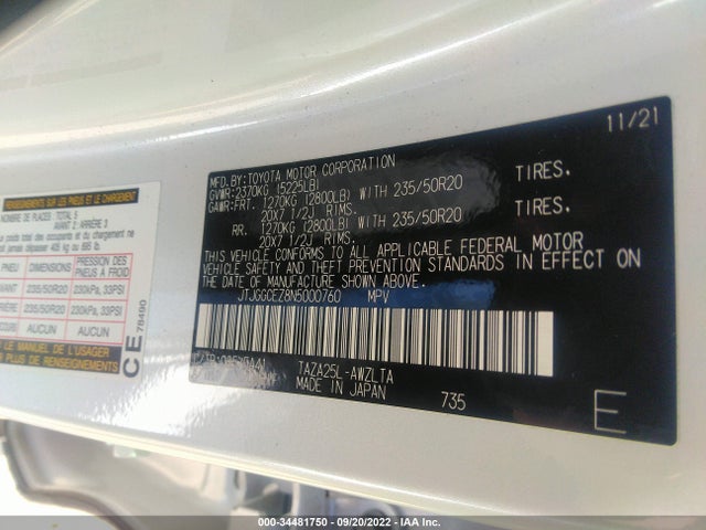 2022 Lexus NX, VIN: JTJGGCEZ8N5000760