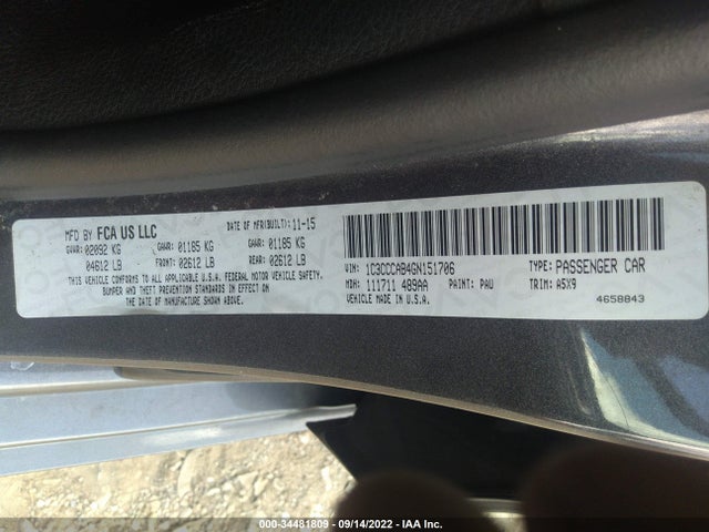2016 Chrysler 200, VIN: 1C3CCCAB4GN151706