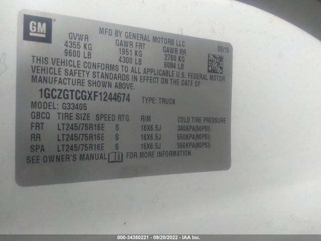 2015 Chevrolet Express, VIN: 1GCZGTCGXF1244674