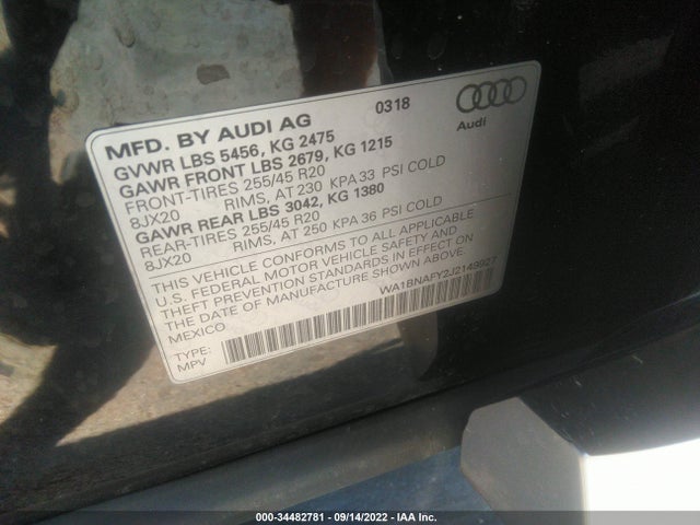 WA1BNAFY2J2149927 Audi Q5 Premium Plus