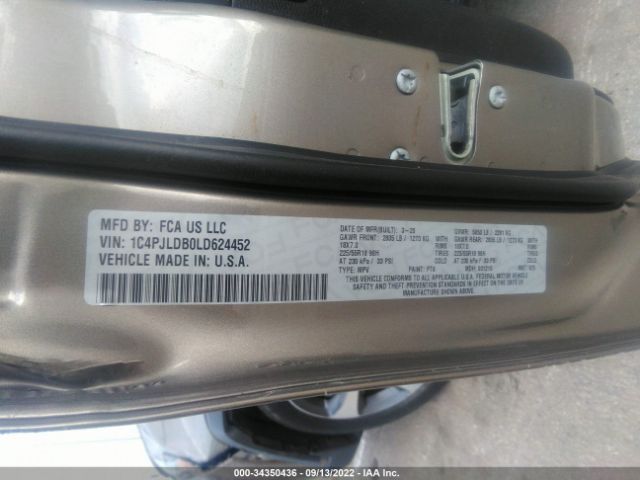 1C4PJLDB0LD624452 Jeep Cherokee Limited
