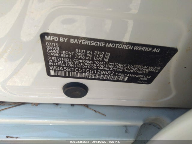 BMW 5 Series 535i 2016 WBA5B1C51GG129683 Image 9