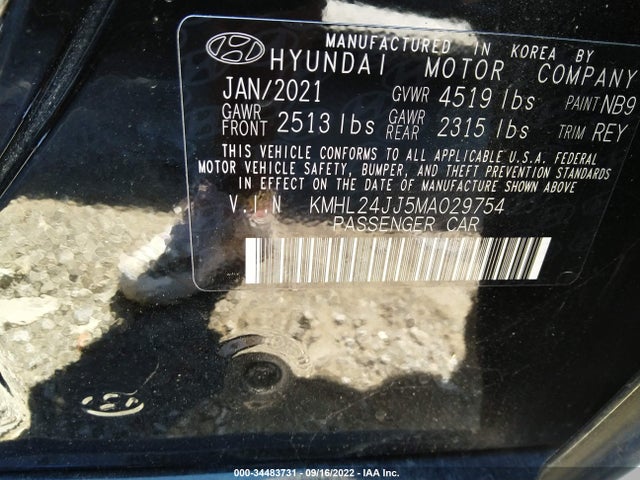 2021 Hyundai Sonata, VIN: KMHL24JJ5MA029754