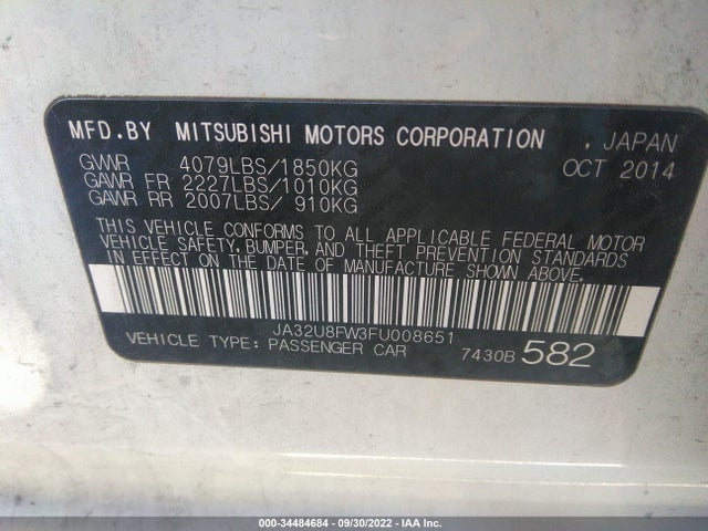 JA32U8FW3FU008651 Mitsubishi LANCER GT