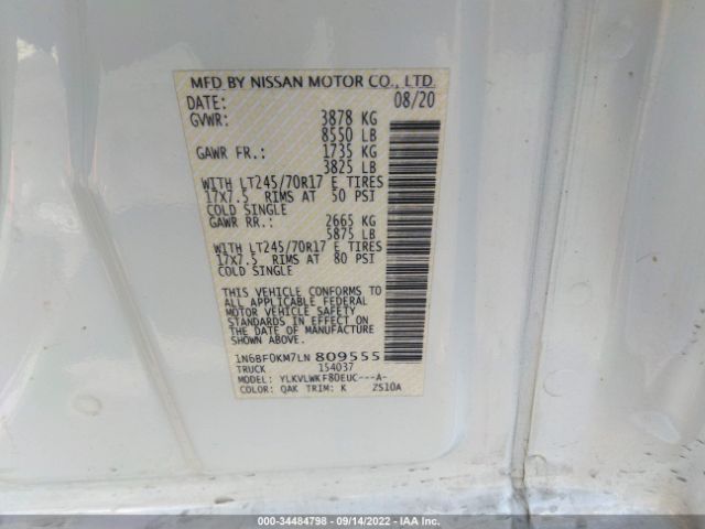 1N6BF0KM7LN809555 Nissan Nv Cargo S