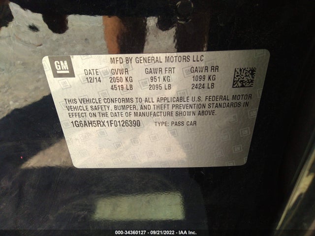 Cadillac ATS SEDAN 2015 1G6AH5RX1F0126390 Image 10