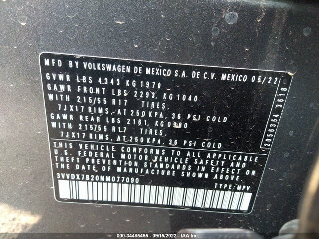 Volkswagen TAOS S 2022 3VVDX7B20NM077090 Image 9