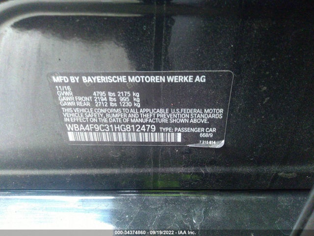 2017 BMW 4 Series, VIN: WBA4F9C31HG812479