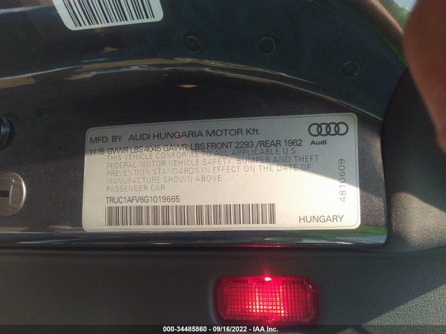 2016 Audi TT, VIN: TRUC1AFV6G1019665