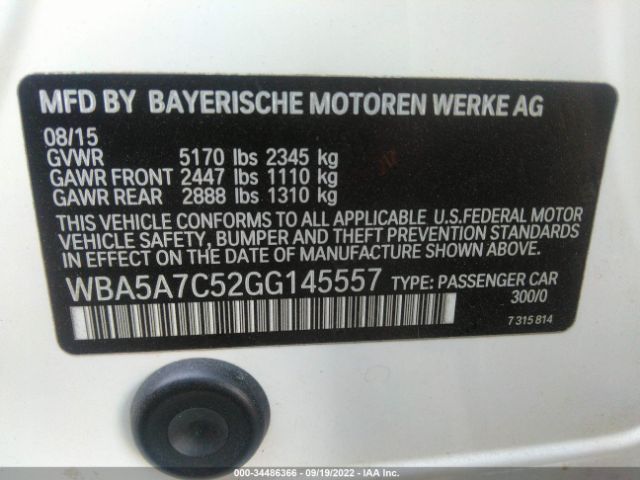 WBA5A7C52GG145557 BMW 5 Series 528i Xdrive