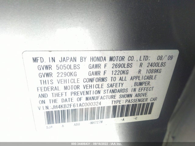 JH4KB2F61AC000324 Acura Rl Tech Pkg/tech/cmbs