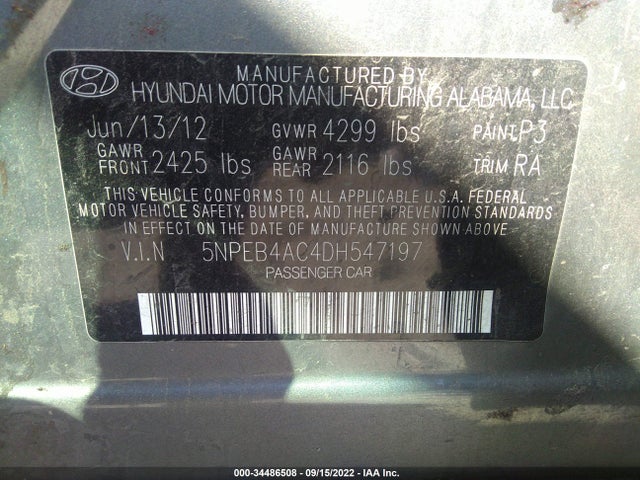 Hyundai Sonata Gls Pzev 2013 5NPEB4AC4DH547197 Image 10