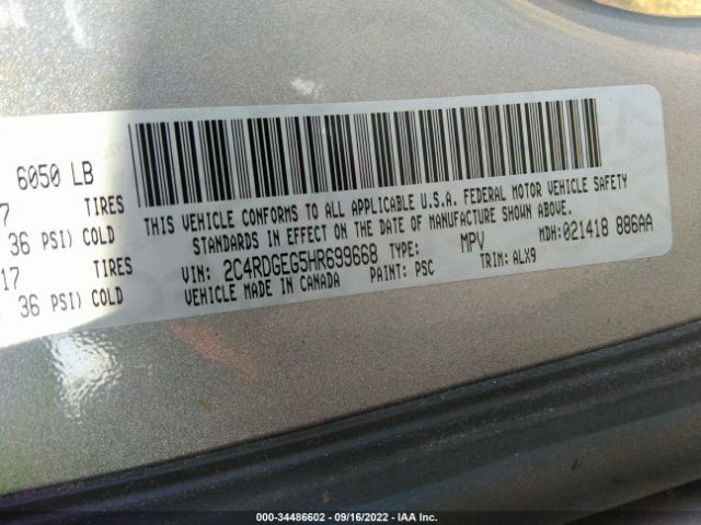 2C4RDGEG5HR699668 Dodge Grand Caravan Gt